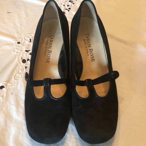 Luxury vintage Y2K Taryn Rose maryjane shoes low heels black suede - Picture 2 of 16